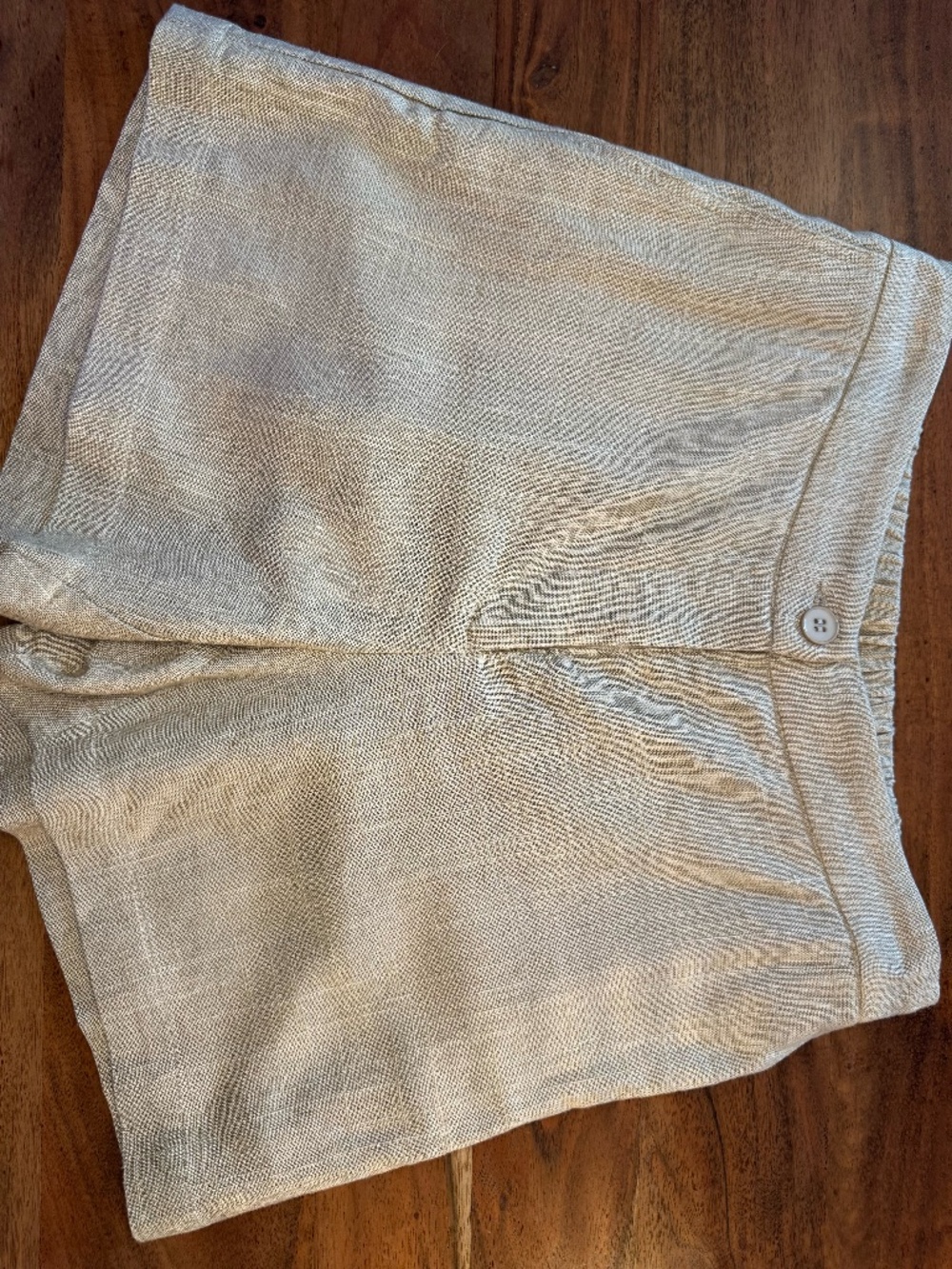 Lili Sidonio Linen Blend High Waisted Shorts Elastic Waist Neutral Beige Size Sm